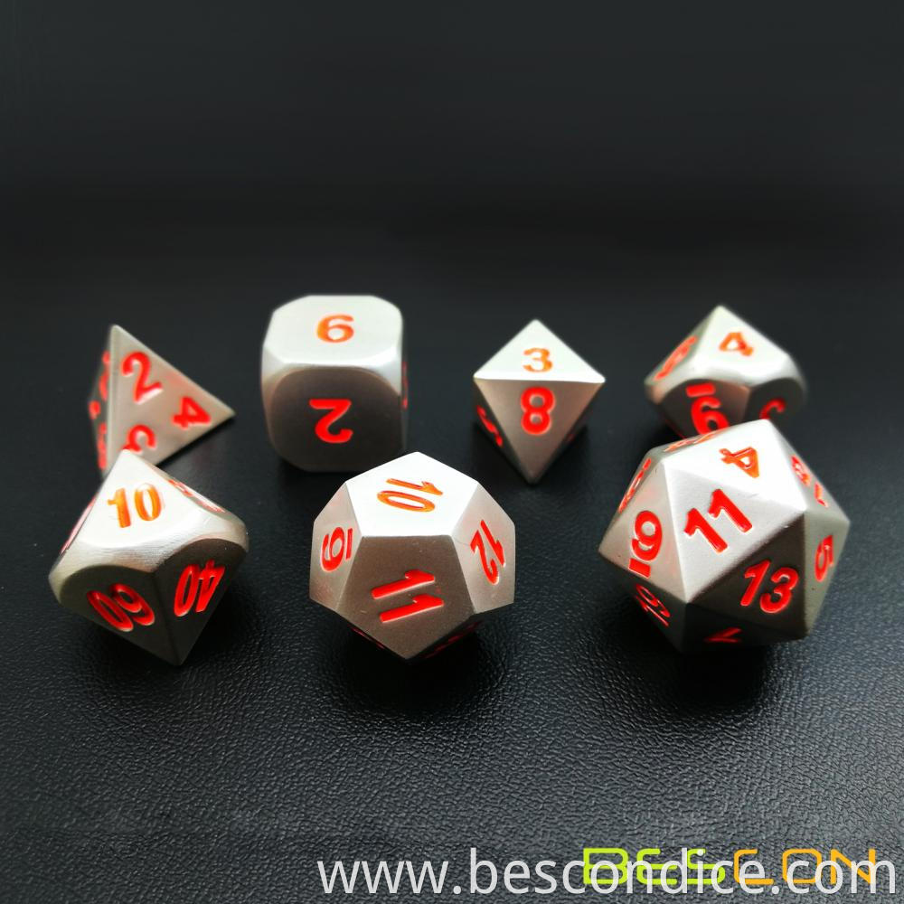 Dnd Dice Set Matt Silver Orange Numbers 3